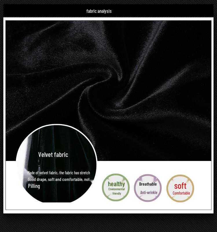 2025 Guld Sammet Fisksvans Volang Lång A-linje Kroppsnära Kjol för Höst/Vinter