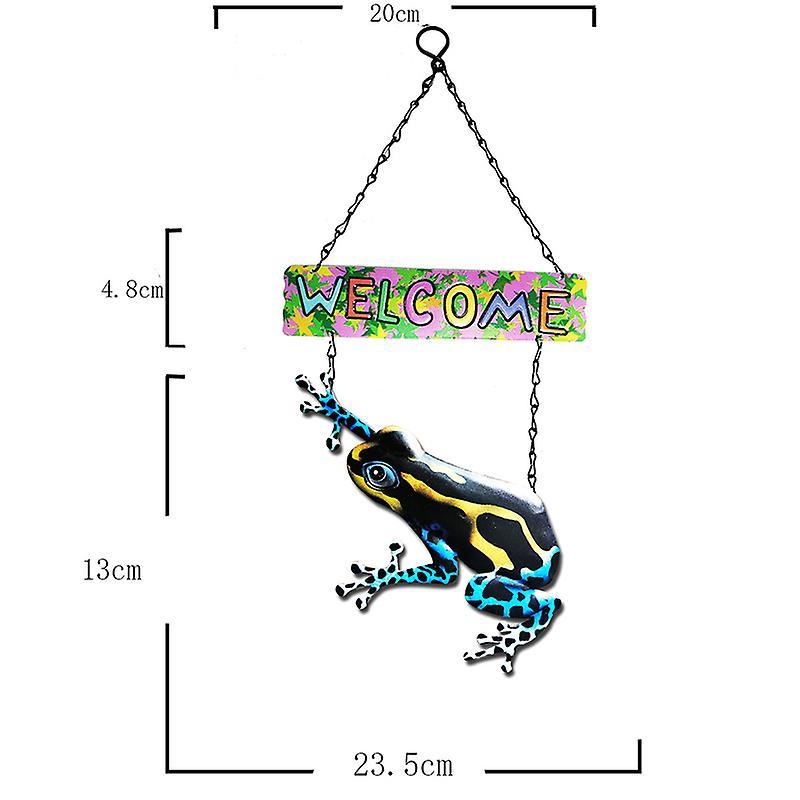Welcome Sign Metal Front Door Decor Simulation Frog Garden Hanging Pendant Rural Colorful Spring Home Decoration