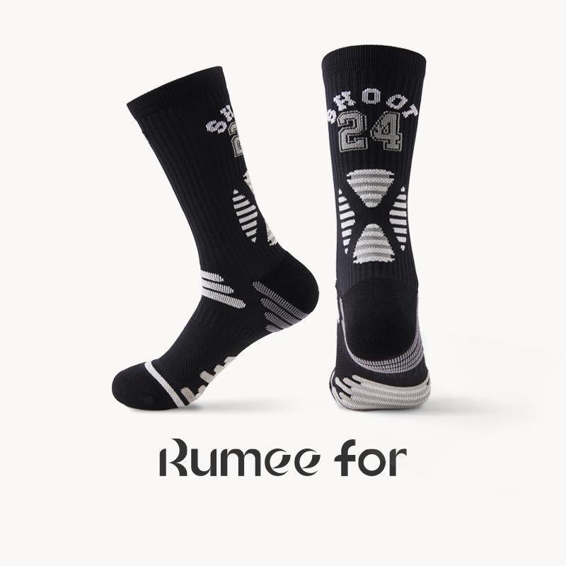 6 Pairs of Men's Thick Towel Bottom Running Basketball High Socks