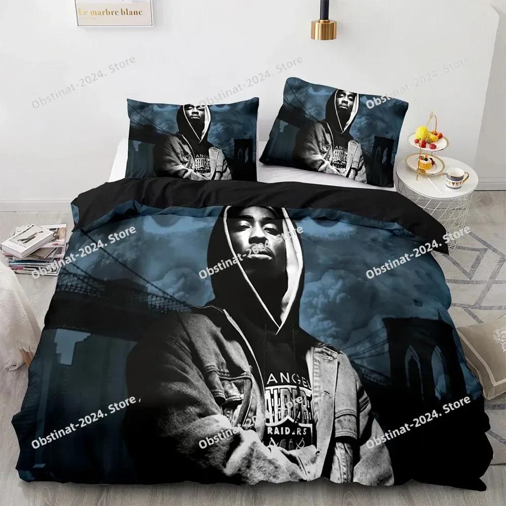 3D Tupac Shakur Rapper 2Pac Bettwäsche-Set Bedrucktes Bettwäsche-Set Mit Kissenbezug Bettdeckenbezug Weich Einzel Doppel Queen Super King Größe