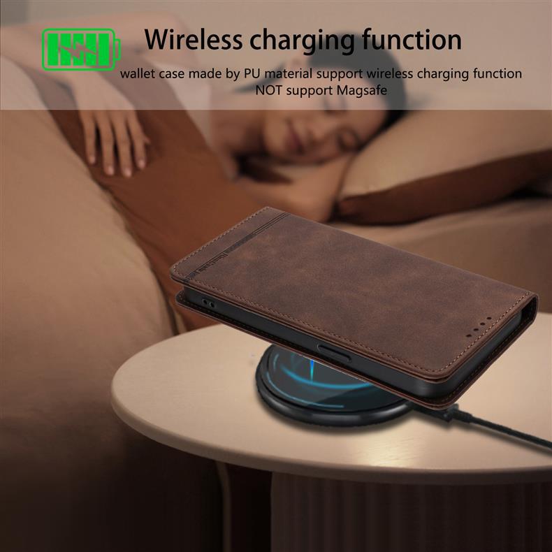 Applicable iPhone 17 pro max Solid Color Strong Magnetic Anti-Skimming Leather Case16E Full protection against falls