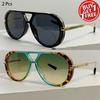 1/2 Pcs Vintage Pilot Sunglasses Fashion Double Bridge Gradient Multi-color Casual Shades Women Trendy Luxury Design Sun Glasses
