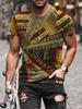 Ethnic Tribal Pattern Short Sleeve T-Shirt, Stylish Casual Wear