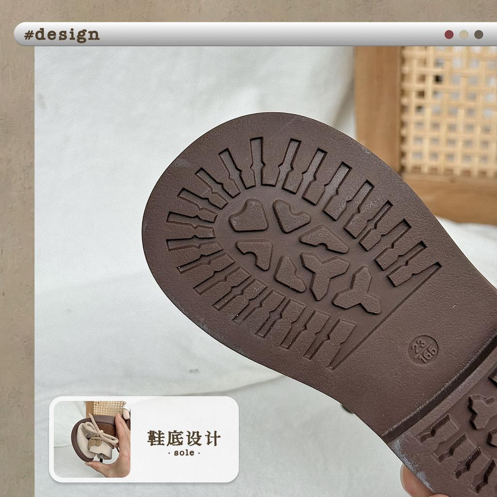 XSHX children's retro Chelsea short boots side zipper autumn and winter new Wenzhou classmates girls bow wide spread toe