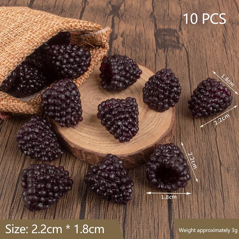 Simulace Malina 10ks Realistická PVC Falešné Umělé Ovoce Potravinový Model pro Sváteční Večírek Dekorace Foto Budka Rekvizity Řemeslná Ozdoba A1 black