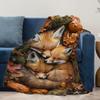 Cozy Fox Cartoon Flannel Throw Blanket - Soft, Warm, and Lightweight for Couch, Bed, Office, and Travel - Versatile All-Season