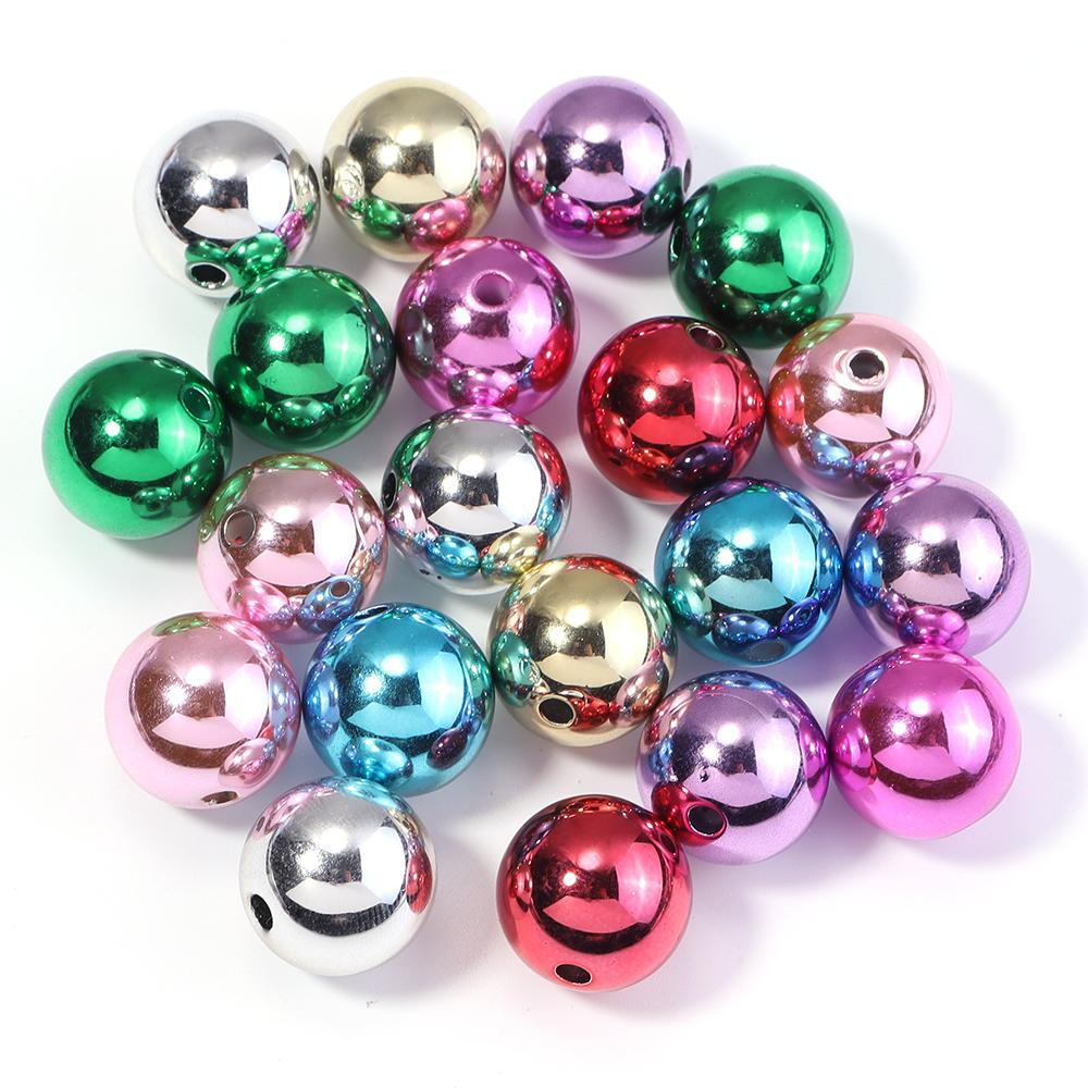 20pcs/lot UV Acrylic Beads Christmas Acrylic Beads Round Loose Spacer Beads For Jewelry Making DIY Bracelet Necklace Accessories