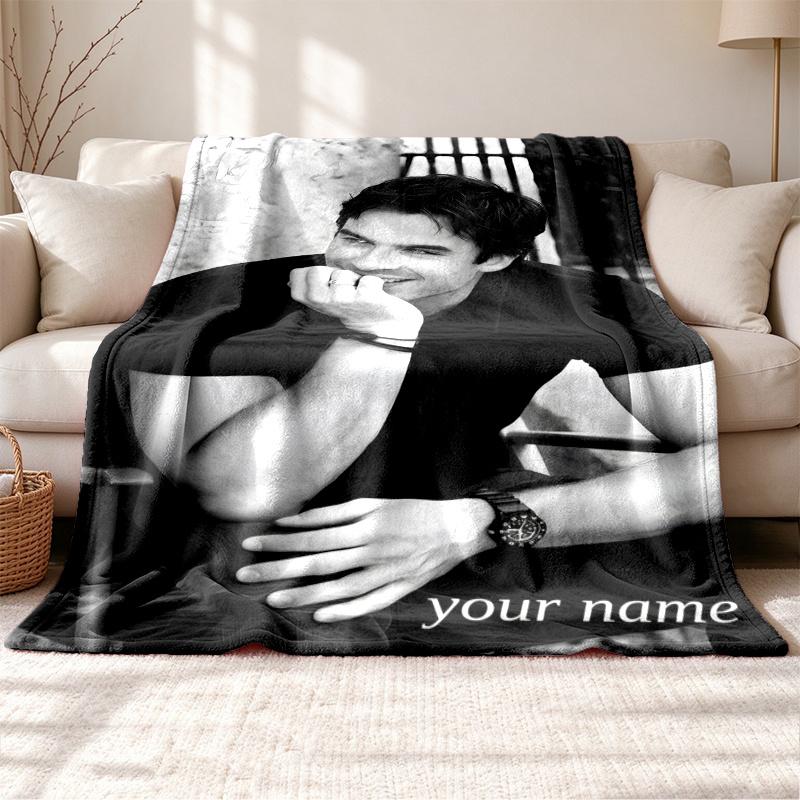 damon salvatore Customizable name outdoor blanket soft cozy and warm Multi-purpose office blanket outdoor camping and travel blanket all
