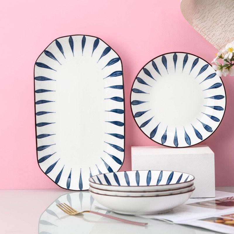 

Японское керамическое блюдо, прямоугольное блюдо из рыбы на гриле, домашнее блюдо с фруктами, креативная сетчатая красная посуда B