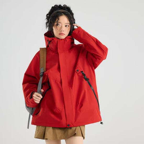 Men's Mountain Style Waterproof Jacket Loose Hooded Cargo Outdoor Windbreaker