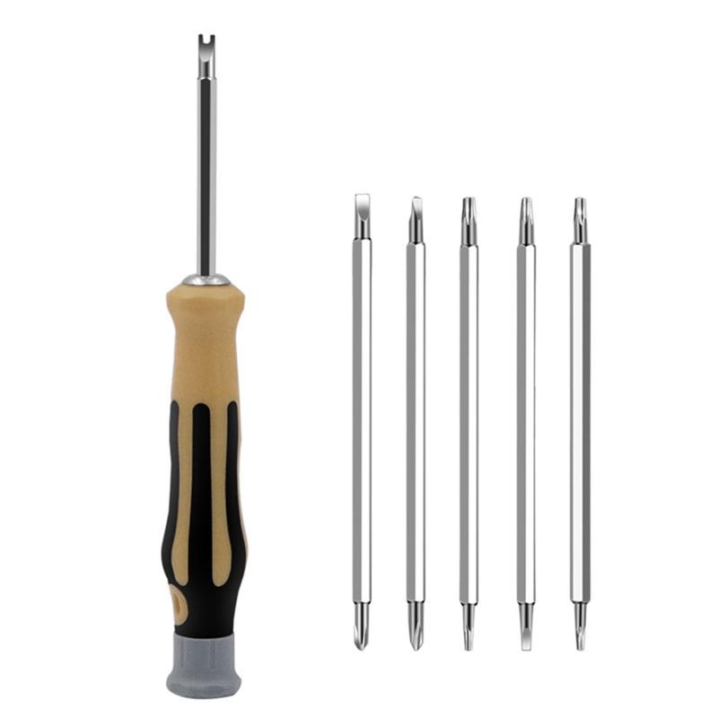 Compact Screwdriver Bit Set Magnetic Double for Head Screwdriver Bits Chrome Vanadium Steel Hand Manual Repair Tool 7 Pc
