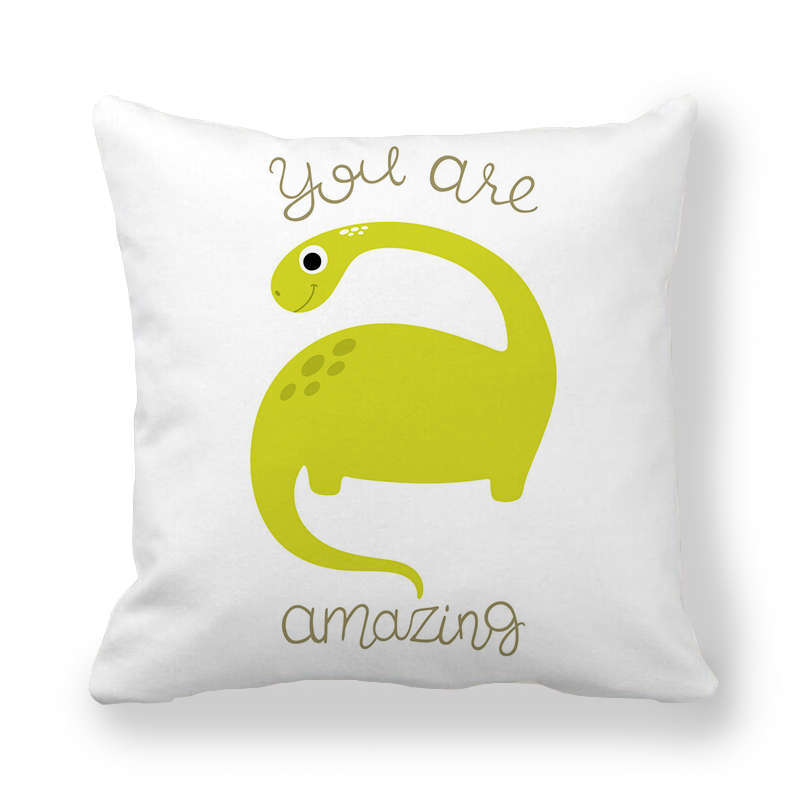 Cute Funny Dinosaurs Cartoon Print Children Pillow Cover Hot Kids Room Decorative Cushion Cover Modern Simple Sofa Throw Pillows