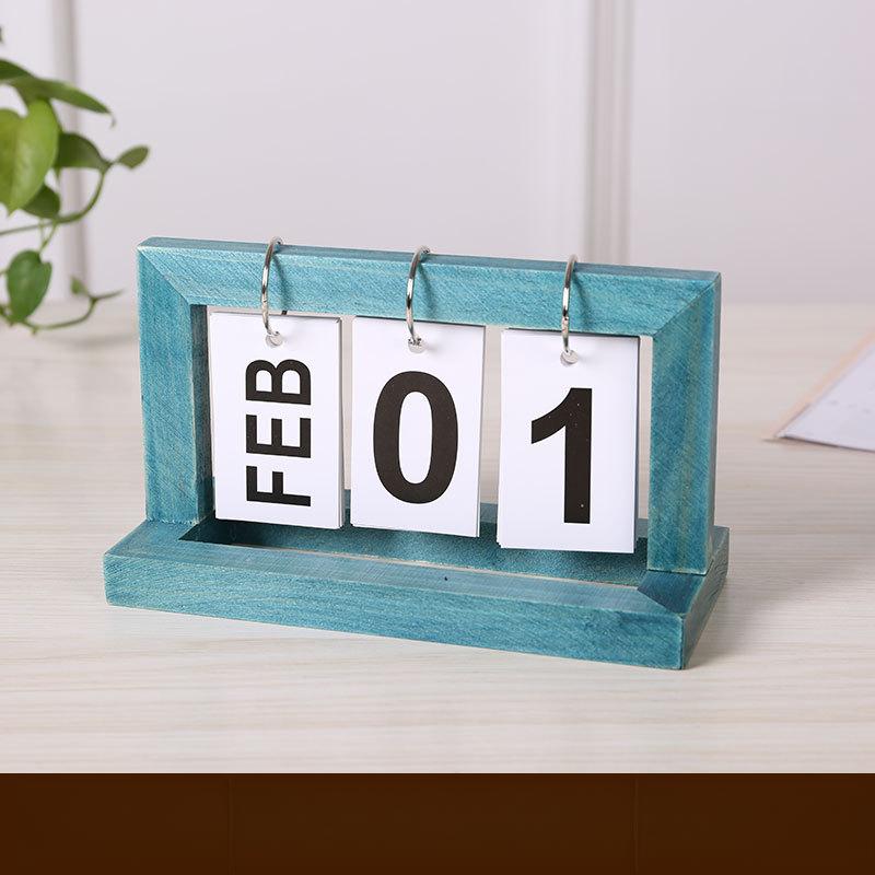 Y Minimalist Wooden Flip Desk Calendar - Vintage Home Office Decor, Dorm Desktop Organizer, Eco-Friendly Perpetual Calendar Gift