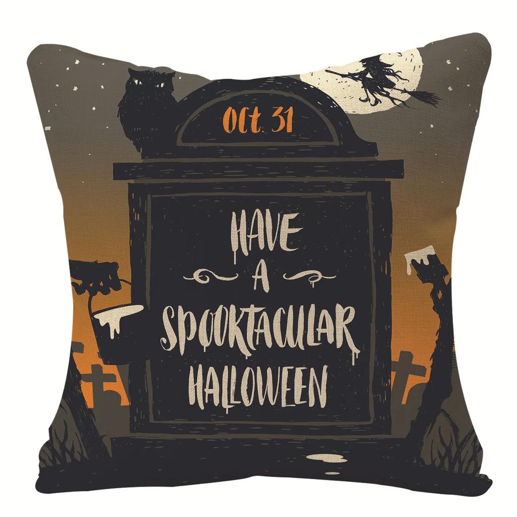 Halloween Pumpkin Ghost Print Pattern Cushion Cover Home Living Room Sofa Decoration Throw Pillow