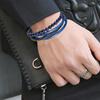 2026 New Punk Men Beaded Bracelets Classic Fashion Blue Lapis Lazuli Beaded Multilayer Leather Bracelet For Men Jewelry Gift