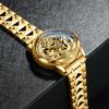 Gold 3D Dragon Dial Watches for Men Luxury Automatic Mechanical Watch Stainless Steel Strap Hollow-carved Wristwatches