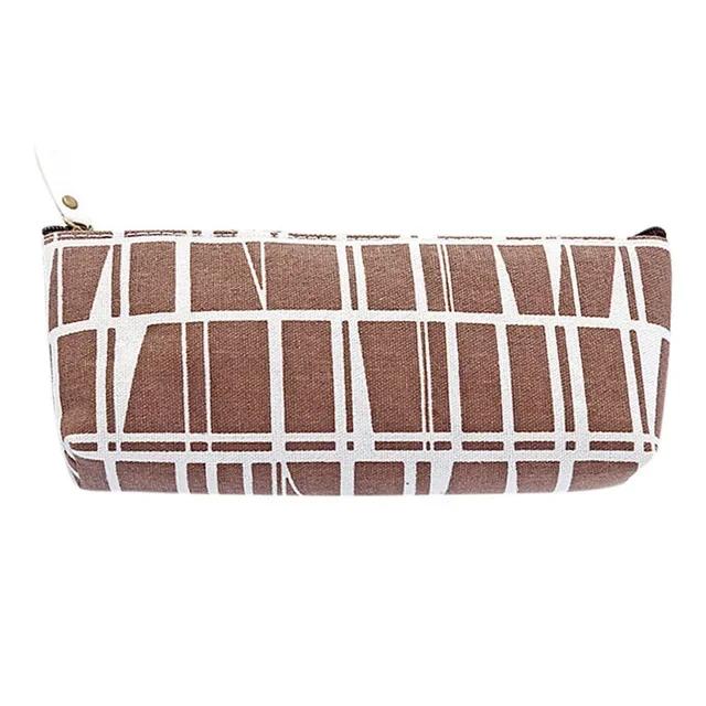 

Холщовый пенал школьный простой в полоску в клетку пенал офисная канцелярия сумка для ручек студенческие карандаши письменные принадлежности подарок кофейный