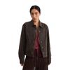 GREEN BELT Women's Retro Brown Washed Denim Jacket