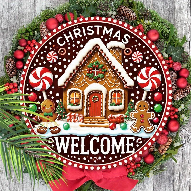 Wooden Christmas Sign with Gingerbread Man Pattern - Navidad Welcome Sign for Front Door Wall Hanging Decor - Ideal Christmas Ornament