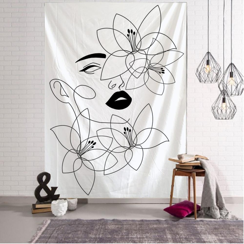 Linie Zeichen Minimalistischen Muster Thema Tapisserie Kunst Hängen Vorhänge Schlafsaal Schlafzimmer Wohnzimmer Dekoration