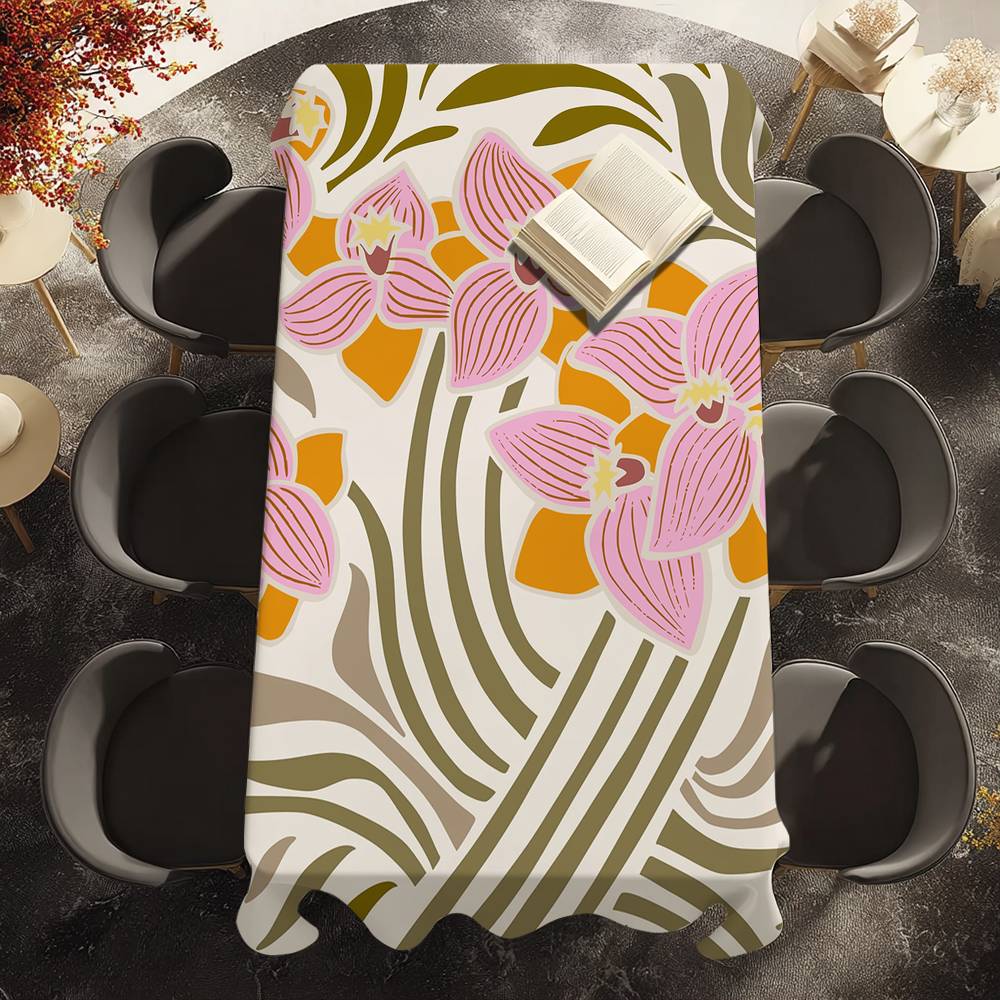 Roze Bloemendruk Tafelkleed Waterdicht Vlekbestendig Polyester Tafelhoes voor Decoratie Eetkamer Keuken Feest Tafelkleed 160x240cm