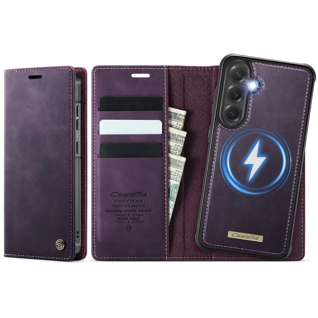 For Samsung Galaxy S23 FE Case CASEME C49 Compatible with MagSafe RFID Blocking Detachable Wallet Leather Phone Cover