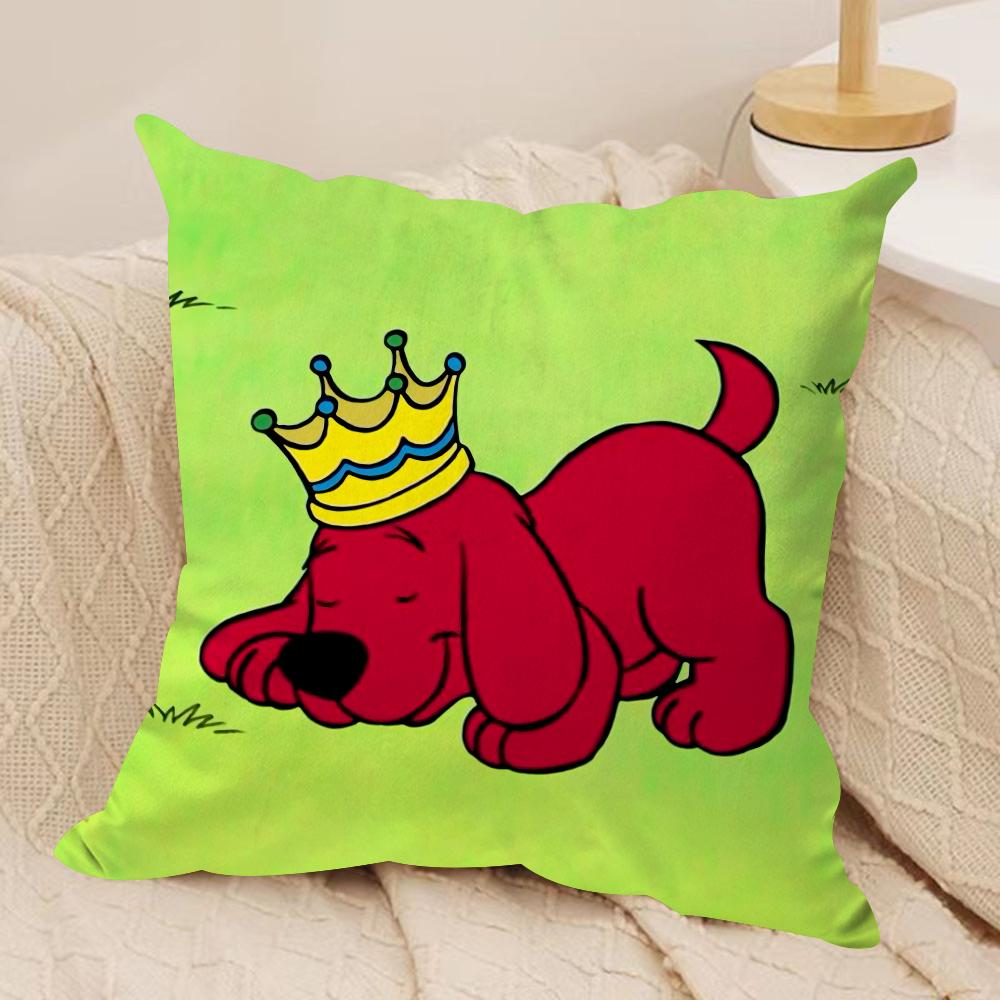 Clifford the Big Red Dog Cushion Cover Silky Short Plush DoubleSided Printed Pillow Case for Sofa All Seasons Home Decor Gift