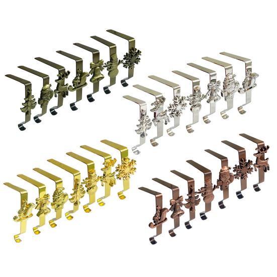 7Pcs/Set Christmas Stocking Hooks Mantel Xmas Stocking Holder Festive Stocking