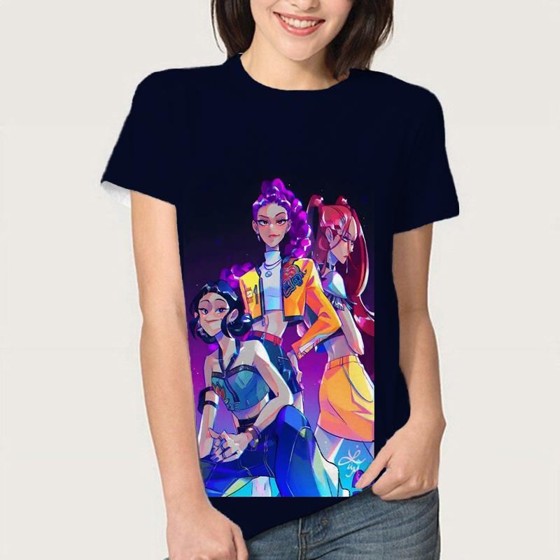 Letní KPop Lovci démonů Trička Huntrix Girl Kpop Tričko Jinu Zoey Rumi Mira Saja Kluci Cool Trička s krátkým rukávem Trička Topy