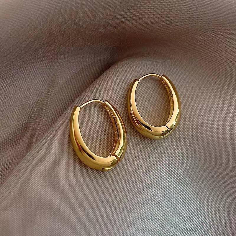 Golden Big Hoop Earrings Korean Geometry Metal Earrings For Women Female Retro Drop Earrings 2023 Trend Fashion Zircon
