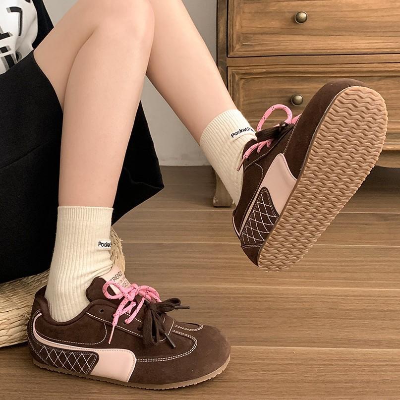 Fashion 2025 New Designer Women's Sneakers Lace Up Mixed Color Ladies Casual Sports Shoes Fashion Chunky Sneakers Comfortable Flat Shoes