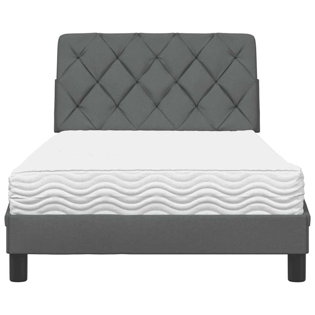 Bed With Mattress, Dark Gray, 100X200 Cm, Upholstered