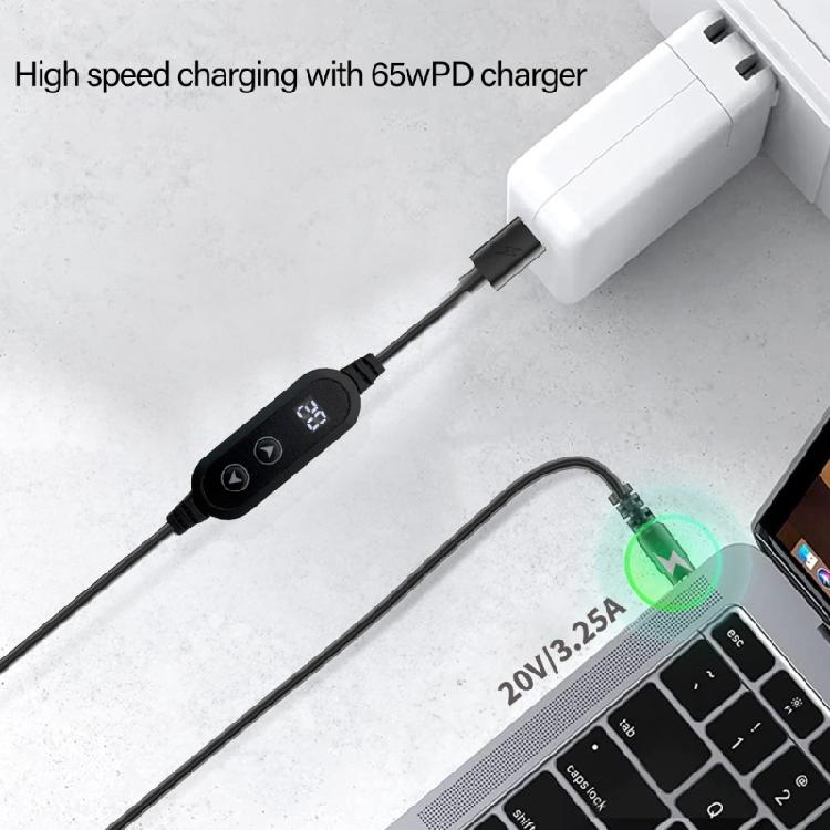 Type C to DC5521 Adapter Cable Adjustable Voltage 5V9V12V15V20V for Laptops and Electronic Gadgets