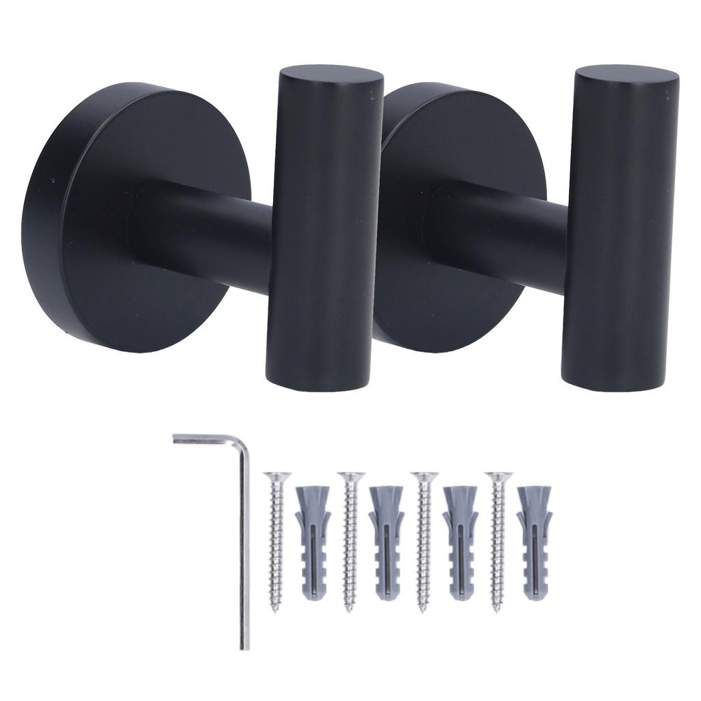 2 Stück Handtuchhaken, schwarz, Wandmontage, langlebig, robust, kompakt, stabil, Aufhängevorrichtung für Badezimmer