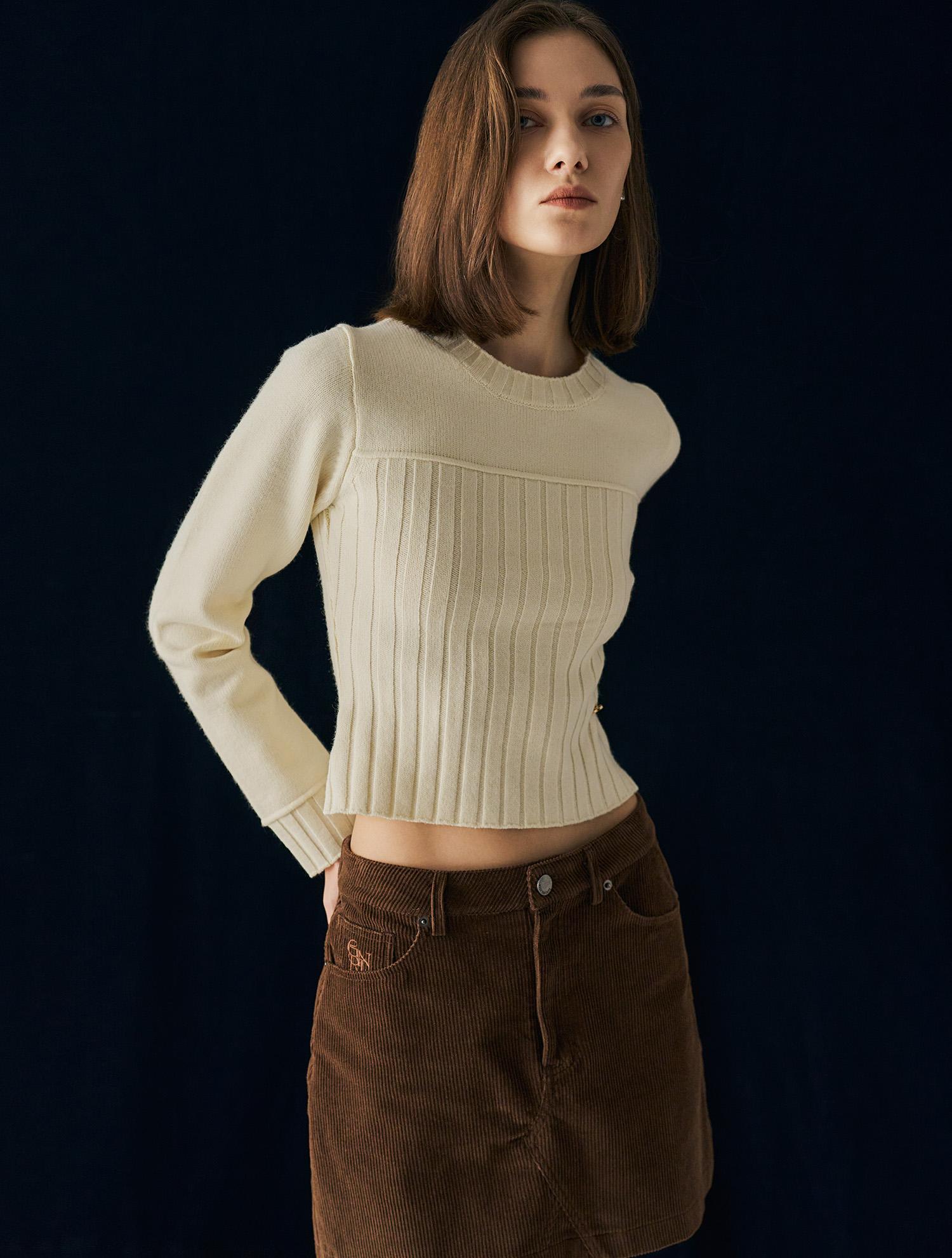 General Idea Ribbed Mix Knit Pullover [Ivory] / Wbd4L05537 Ivory/S