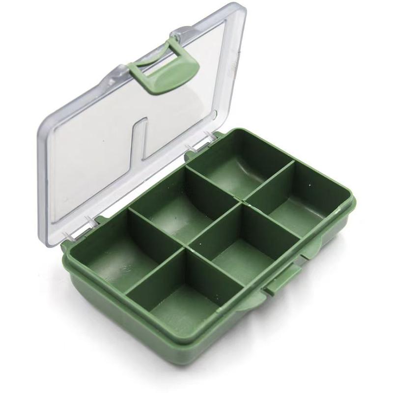 1-8 Compartments Fishing Tackle Box 10.5*6.5cm, Plastic Storage Organizer with Transparent Lid, Green Case for Carp Angling Accessories