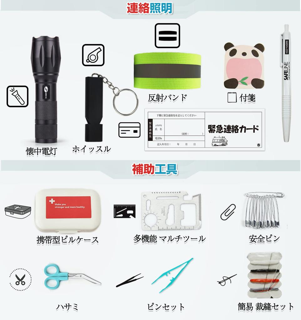 Kozy More Tragbare Erste Hilfe Empfohlen für Katastrophenvorsorge Enthält Gift Tragbares Nähen und Pille 26 Arten Perfekt für Outdoor und Auto