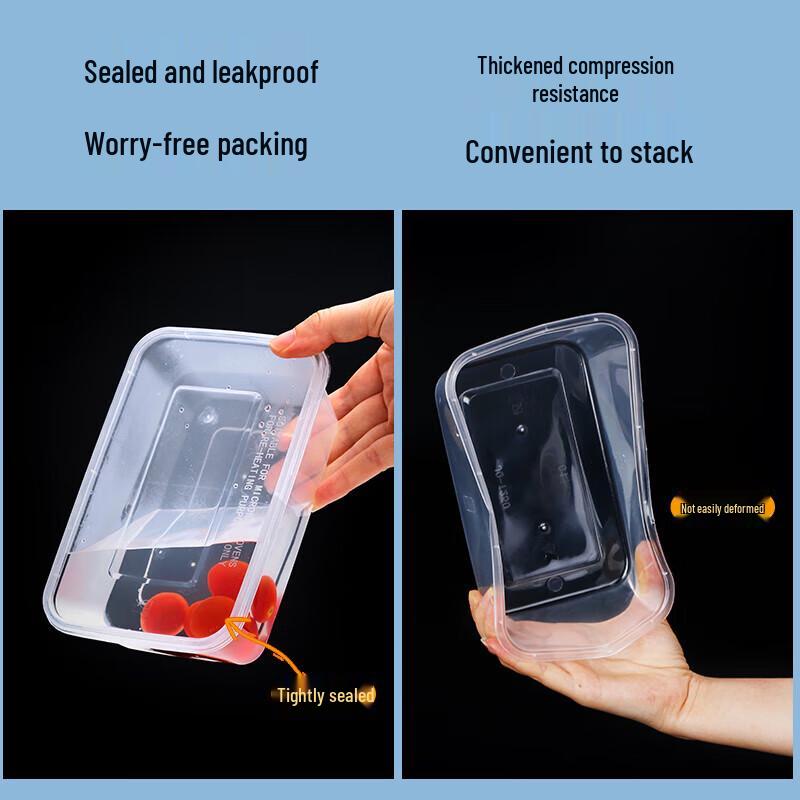 Churong 750ml Disposable Rectangular Food Containers with Lids (300 Count)