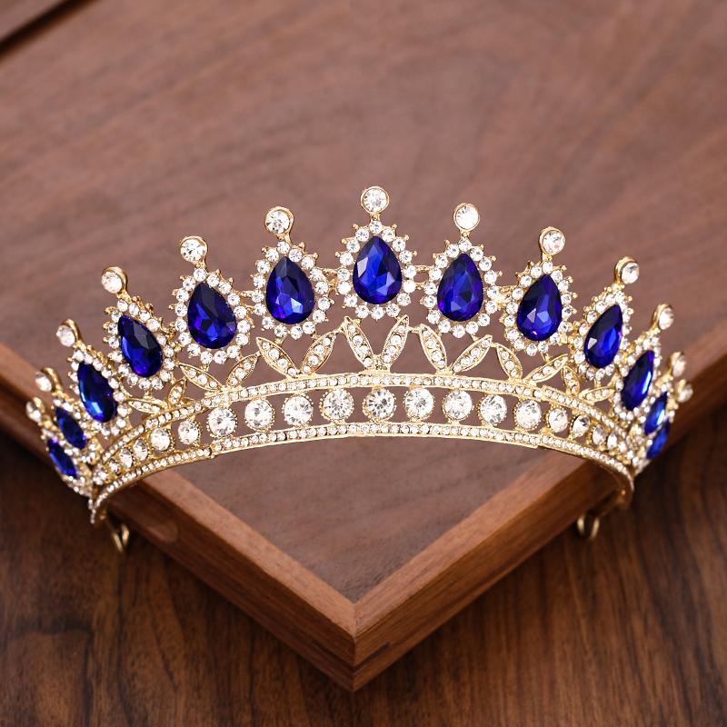 Vintage Barokke Koningin Kroon en Tiara Kristal Strass Kroon Bruids Diadeem Haar Sieraden Bruiloft Haaraccessoires Feest Tiara's