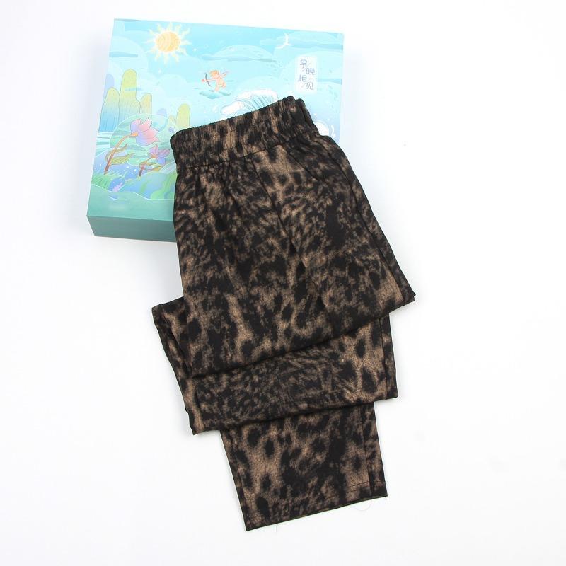 

Xiangyunsha medium and old women s pants summer nine-point pants high-waisted Harlan pants versatile mother pants loose casual pants 5XL [recommended 130-77.5kg]