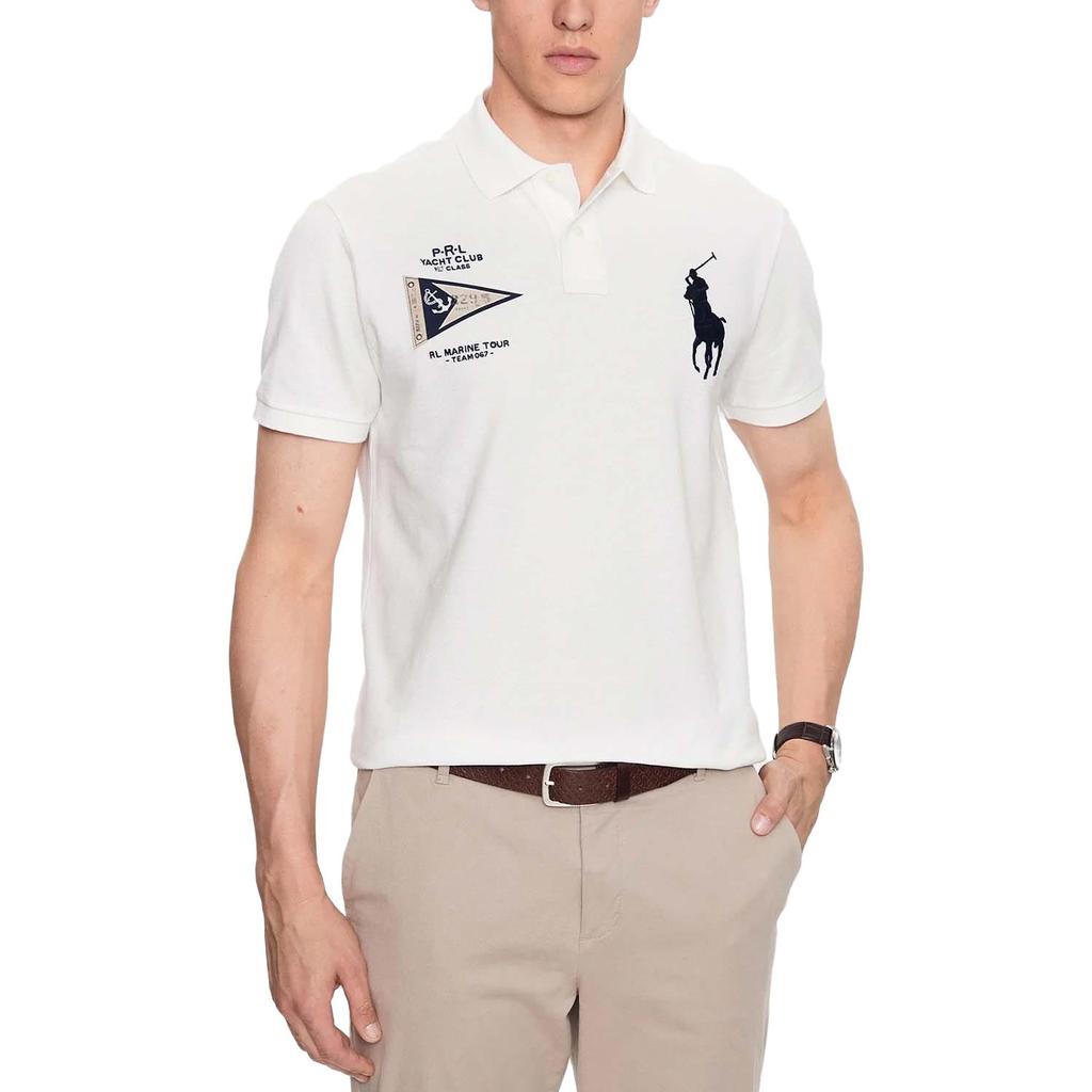 Polo Ralph Lauren FW23 Animal Logo Printed Polo Short Sleeve Shirt Men Tops White 710910565-003