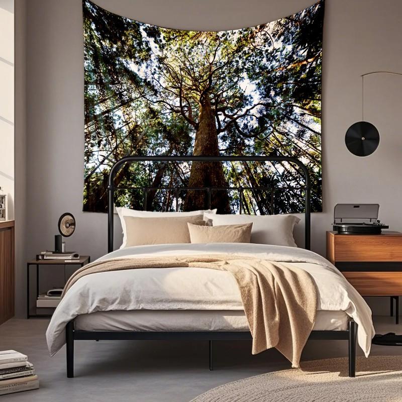 Boho Chic Wall Tapestry With Moon Phase Floral Starry Sky Design Bedroom Yoga Studio Decor