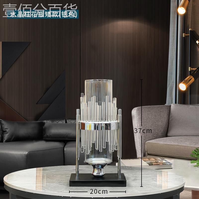 Metal Transparent Glass Vases Modern Design Luxury Crystal Plant Pot Dried Flowers Living Room Jarrones Table Decoration