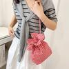 Cloth Flower Drawstring Bag Portable Ins Shoulder Bag Casual Plaid Flower Crossbody Bag  Travel