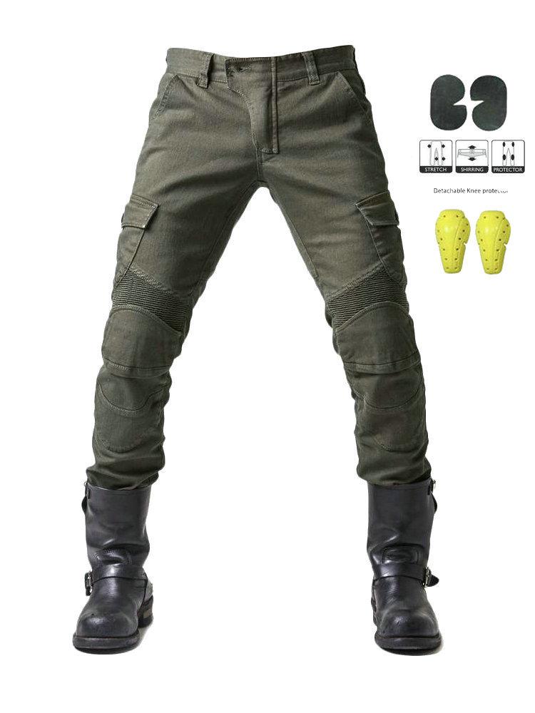 

Men’s Summer Motorcycle Anti-Fall Riding Jeans - Four Seasons Elastic Racing Pants XL зелёный