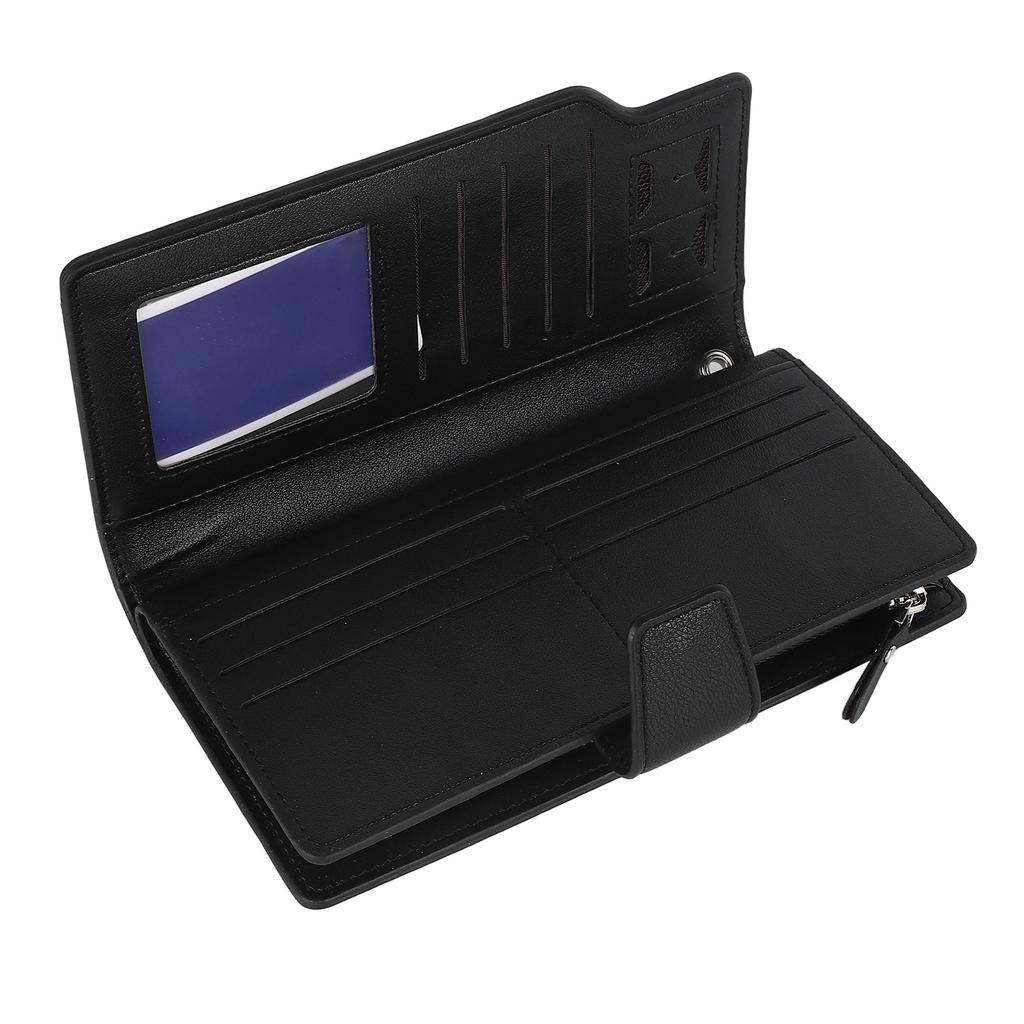 Business Men Wallet Large Capacity PU Leather Handheld Purse Credit Card Money Holder Black Free Size