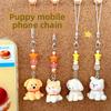 Cute Cartoon Three Dimensional Puppy Mobile Phone Lanyard Beaded Keychain Women  Bag Charm Accessories Girls Gifts