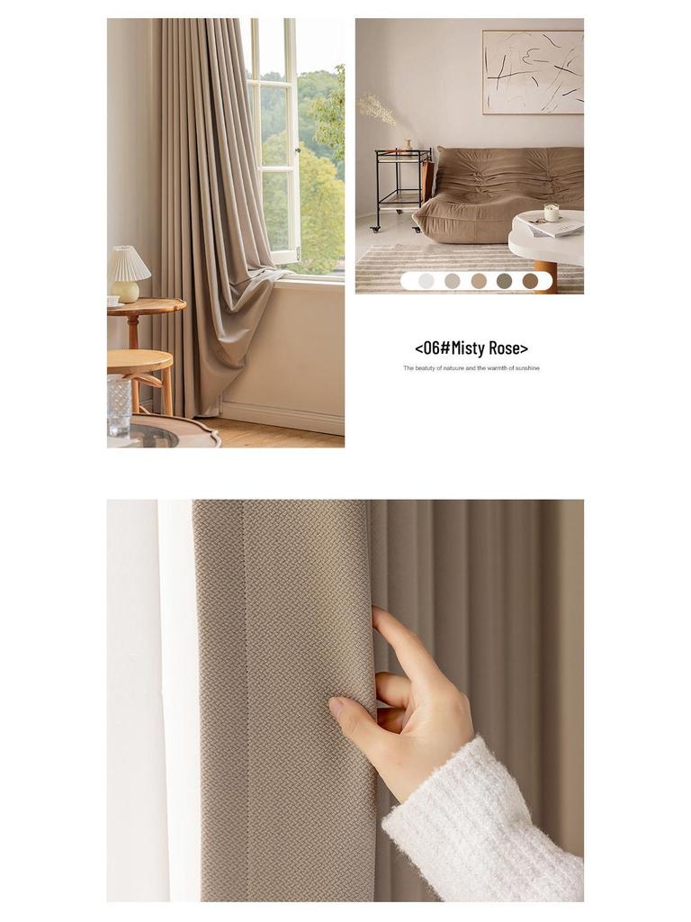 Dolly Blackout Jacquard Curtains: Double-Sided Cotton Linen, Thermal Insulation, Customizable for Living Room & Bedroom