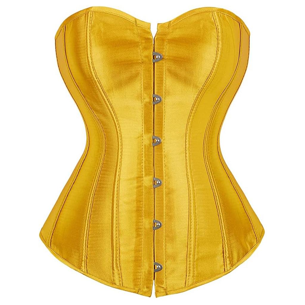 Caudatus Black Corset Top Plus Size Bustiers Overbust Satin Sexy Costume Corselet Brocade Vintage Style Bridal Korsett Women