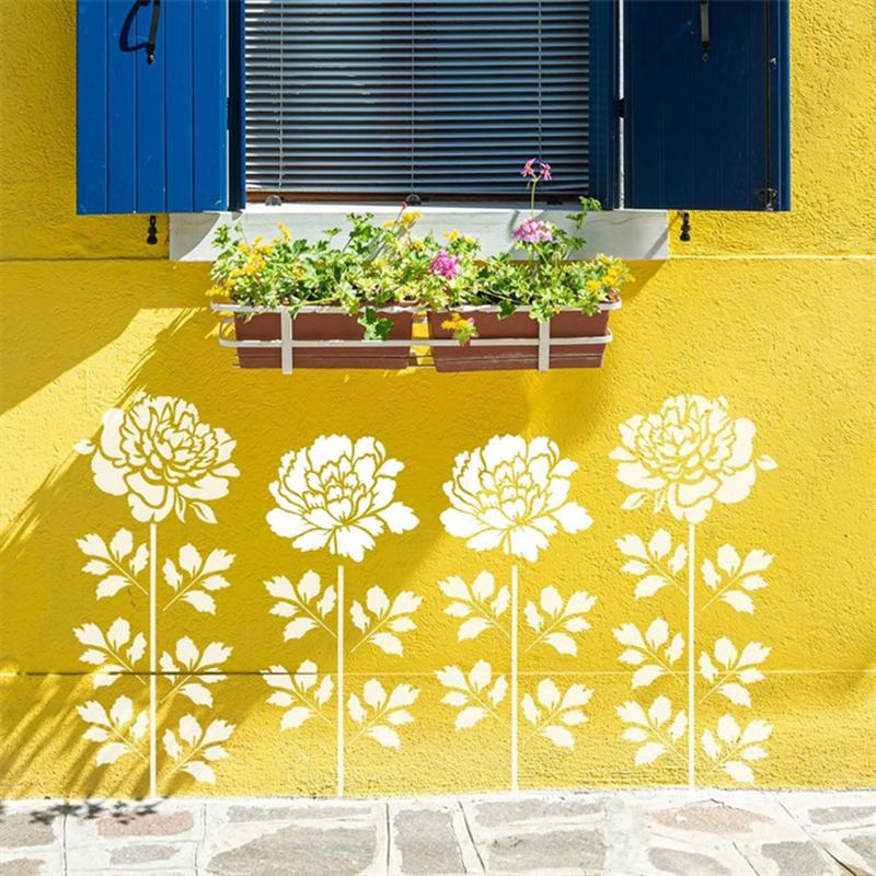 Large Stencils For Garden Fence 6PCS Reusable Flower Templates Painting Stencils For Wall Drawing Templates Art Crafts For Fence